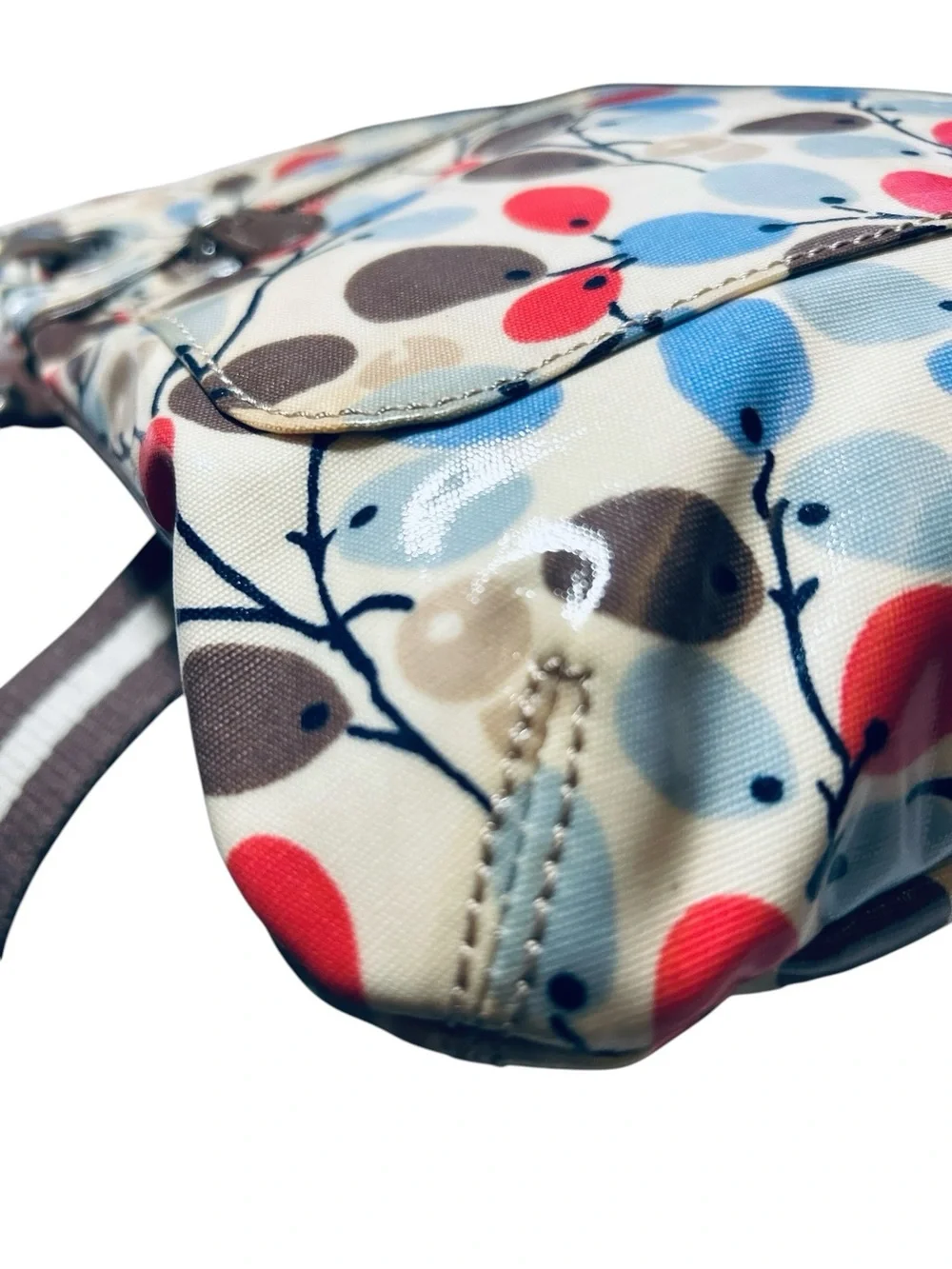 Boden Floral Crossbody Bag Oilcloth Coated Canvas Messenger Adjustable Strap